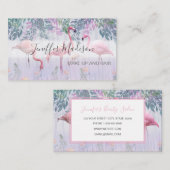 Carte De Visite Tropical Cute Family Flamants roses Rose Aquarelle (Devant / Derrière)