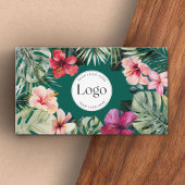 Carte De Visite Tropical Floral Botanical Logo QR Code