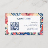 Carte De Visite Tropical Floral Pattern Hibiscus Fleurs QR Code (Dos)