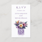 Carte De Visite Tropical Floral-RSVP-QR code- (Devant)