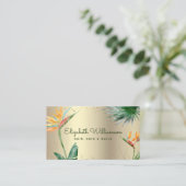 Carte De Visite Tropical Floral Script Gold Foil Coiffure Beauté S (Debout devant)
