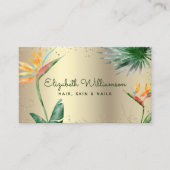 Carte De Visite Tropical Floral Script Gold Foil Coiffure Beauté S (Devant)