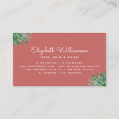 Carte De Visite Tropical Floral Script Gold sur Black Beauty Salon (Dos)