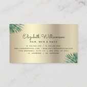 Carte De Visite Tropical Floral Script Gold White Beauté Salon (Dos)