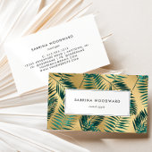 Carte De Visite Tropical Foliage Motif Turquoise Gold