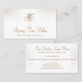 Carte De Visite Tropical Gold Palm Tree Spray Tan Sparkle (Devant / Derrière)