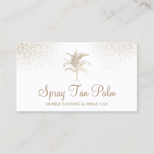 Carte De Visite Tropical Gold Palm Tree Spray Tan Sparkle (Devant)