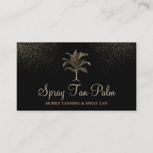 Carte De Visite Tropical Gold Palm Tree Tan Spray Sparkling