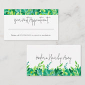 Carte De Visite Tropical Green Blue Leafs Rappel de rendez-vous (Devant / Derrière)