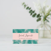 Carte De Visite Tropical Green Palm Feuille Design tendance sur ro (Debout devant)