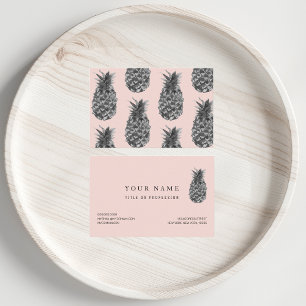 Carte De Visite Tropical Grey & Pink Ananas Motif sans couture