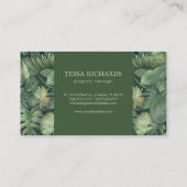 Carte De Visite Tropical Leaves Monogram Business Card (Dos)