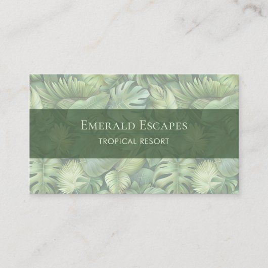 Carte De Visite Tropical Leaves Monogram Business Card (Devant)