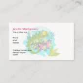 Carte De Visite Tropical lizard with Flowers (Dos)
