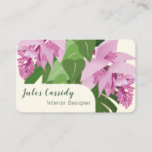 Carte De Visite Tropical Medinilla rose Fleur Jaune Panneau