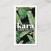 Carte De Visite Tropical Moderne Boutique Salon Designer Noir (Devant)