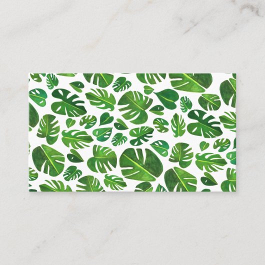 Carte De Visite Tropical Monstera Leaf QR Code Social Media Chic (Devant)