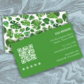 Carte De Visite Tropical Monstera Leaf QR Code Social Media Chic