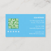 Carte De Visite Tropical Monstera Leaf QR Code Social Media Chic (Dos)