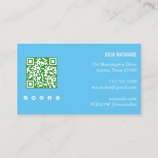 Carte De Visite Tropical Monstera Leaf QR Code Social Media Chic (Dos)