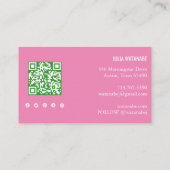 Carte De Visite Tropical Monstera Leaf QR Code Social Media Rose (Dos)