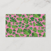 Carte De Visite Tropical Monstera Leaf QR Code Social Media Rose (Devant)