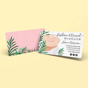 Carte De Visite Tropical palm leaf fashion illustration blogger