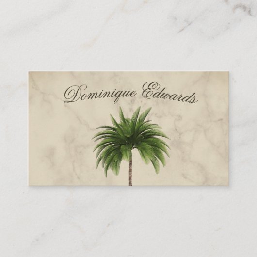 Carte De Visite Tropical Palm Tree élégant Marbré professionnel (Devant)
