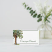 Carte De Visite Tropical Palm Tree Green Chic Professional (Debout devant)