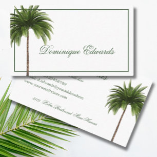 Carte De Visite Tropical Palm Tree Green élégant professionnel
