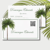 Carte De Visite Tropical Palm Tree QR Code élégant professionnel