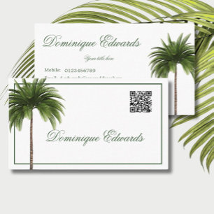 Carte De Visite Tropical Palm Tree QR Code élégant professionnel