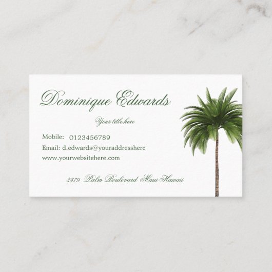Carte De Visite Tropical Palm Tree QR Code élégant professionnel (Dos)