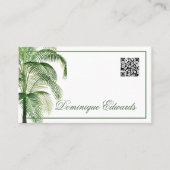 Carte De Visite Tropical Palm Tree QR Code Green Professional (Devant)