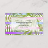 Carte De Visite Tropical palm trees rodern pink violet stripes (Dos)