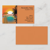 Carte De Visite Tropical Paradise Artwork Beach Jetée de soleil (Devant / Derrière)