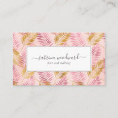 Carte De Visite Tropical Pink Gold Blush Foliage Appointment (Devant)
