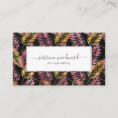 Carte De Visite Tropical Pink Gold Dark Foliage Appointment (Devant)