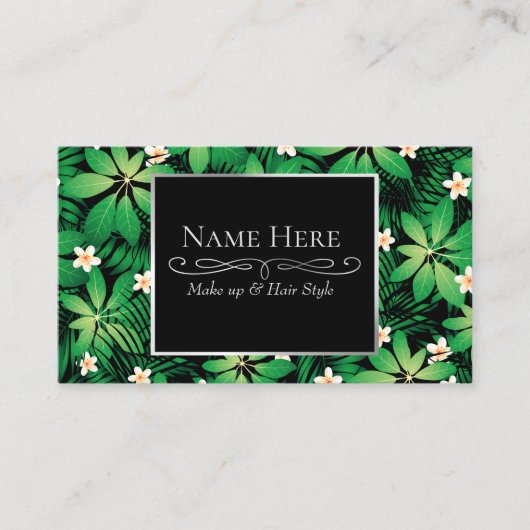 Carte De Visite Tropical plumeria lush forest (Devant)
