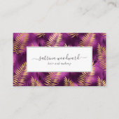 Carte De Visite Tropical Purple Gold Foliage Pattern Appointment (Devant)