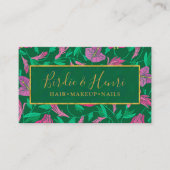 Carte De Visite Tropical rose et vert modèle floral (Devant)