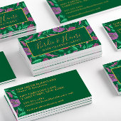 Carte De Visite Tropical rose et vert modèle floral