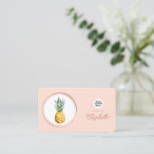 Carte De Visite Tropical Rose Gold et Blush Pink Event Planner (Debout devant)