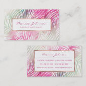 Carte De Visite Tropical rougissent l'aquarelle blanche verte en (Devant / Derrière)