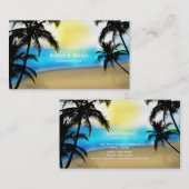 Carte de visite tropicale de jour avec plage et pa (Devant / Derrière)
