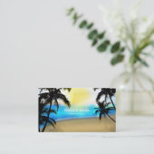 Carte de visite tropicale de jour avec plage et pa (Debout devant)
