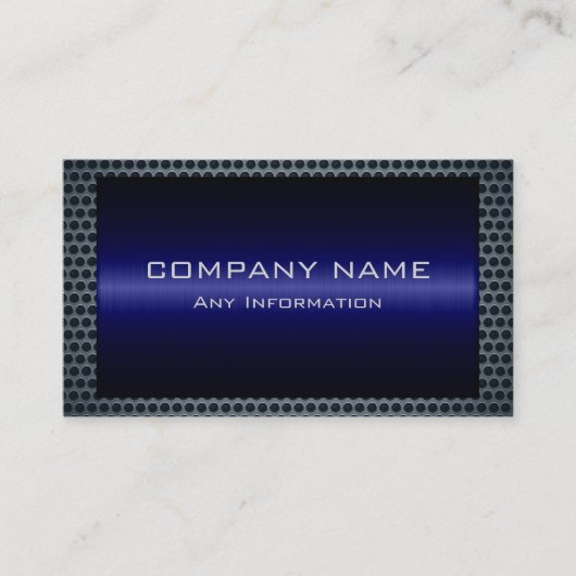 Carte De Visite Trou en acier gris inoxydable bleu métallique (Devant)