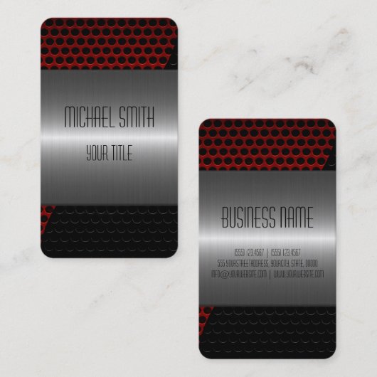 Carte De Visite Trou métallique en acier inoxydable 3 (Devant / Derrière)