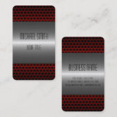 Carte De Visite Trou métallique en acier inoxydable et rouge (Devant / Derrière)