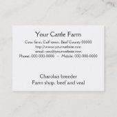 Carte De Visite Troupeau de cheptels bovins du charolais (Dos)